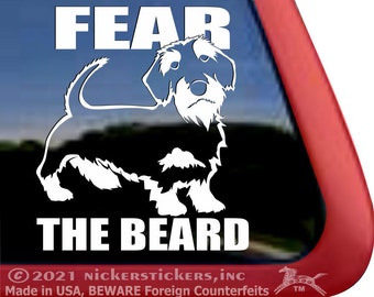 Fear the Beard | DC1396SP1 | High Quality Wirehaired Dachshund Adhesive Vinyl Window Decal Sticker