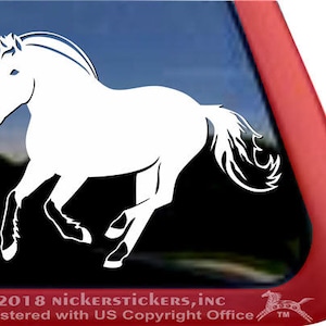 Galloping Norwegian Fjord | DC1196PL | High Quality Adhesive Vinyl Fjord Horse Window Decal Sticker