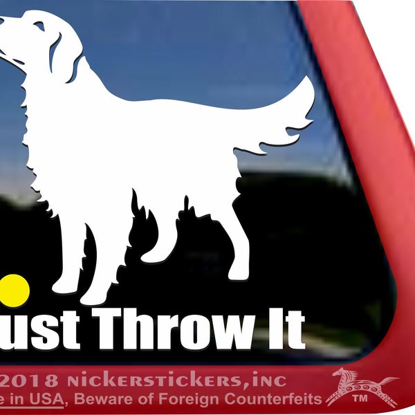 Just Throw It! | DC347SP2 | High Quality Adhesive Vinyl Golden Retriever Window Decal Sticker