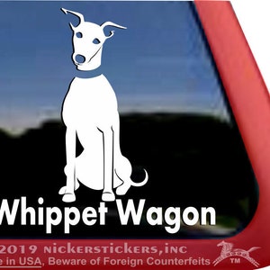 Whippet Wagon | DC783CAR | High Quality Adhesive Vinyl Whippet Dog Window Decal Sticker