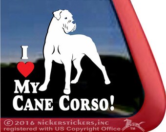 I Love My Cane Corso | DC1044HEA | NickerStickers® Quality Adhesive Vinyl Italian Mastiff Window Decal Sticker