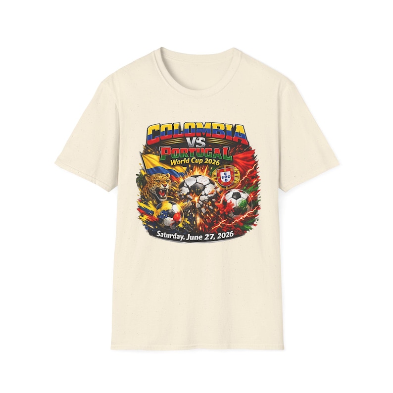Colombia vs Portugal Soccer Shirt 2026 | International Football Match Fan Tee | June 27 2026 | Game Day Shirt | Bold Soccer Graphic Tee image 4