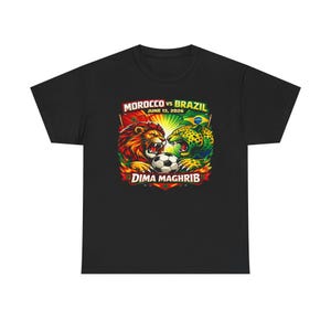 Morocco vs Brazil Soccer Shirt | World Cup 2026 Matchday | Dima Maghrib Atlas Lions Fan Shirt | World Cup 2026 Matchday Tee | June 13, 2026