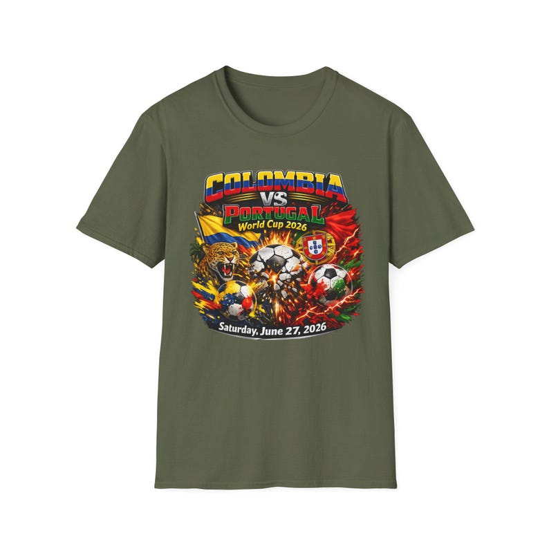 Colombia vs Portugal Soccer Shirt 2026 | International Football Match Fan Tee | June 27 2026 | Game Day Shirt | Bold Soccer Graphic Tee image 5