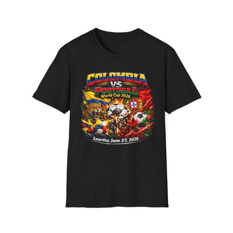 Colombia vs Portugal Soccer Shirt 2026 | International Football Match Fan Tee | June 27 2026 | Game Day Shirt | Bold Soccer Graphic Tee image 1