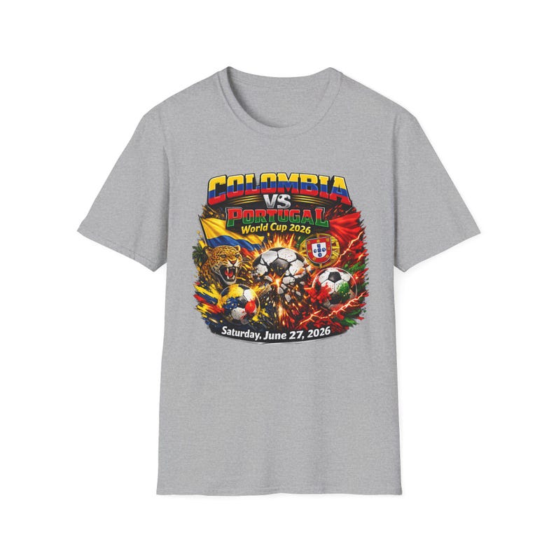 Colombia vs Portugal Soccer Shirt 2026 | International Football Match Fan Tee | June 27 2026 | Game Day Shirt | Bold Soccer Graphic Tee image 3
