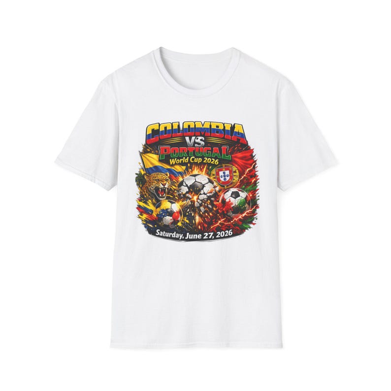 Colombia vs Portugal Soccer Shirt 2026 | International Football Match Fan Tee | June 27 2026 | Game Day Shirt | Bold Soccer Graphic Tee image 2