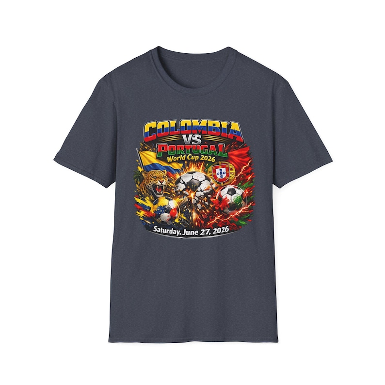 Colombia vs Portugal Soccer Shirt 2026 | International Football Match Fan Tee | June 27 2026 | Game Day Shirt | Bold Soccer Graphic Tee image 10