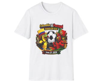 Shirt WK 2026 Colombia vs Portugal | T-shirt voetbalwedstrijd | 27 juni 2026 | Game Day-T-shirt | Cadeau FIFA-voetbalfan