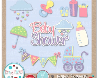 Baby Shower Cutting Files & Clip Art - Instant Download