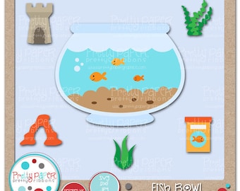 Fish Bowl Cutting Files & Clip Art - Instant Download
