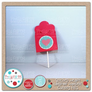 Stitched Heart Lollipop Holder Cutting Files - Instant Download