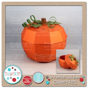3D Calabaza caja de regalo archivos de corte - Descarga instantánea
