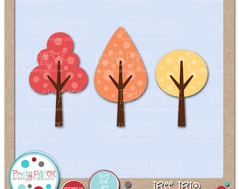 Tree Trio Cutting Files & Clip Art - Instant Download