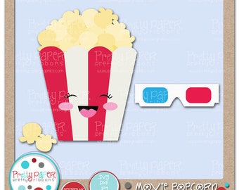 Movie Popcorn Cutting Files & Clip Art - Descarga instantánea