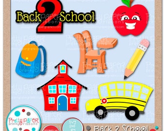 Back 2 School Cutting Files & Clip Art - Instant Download