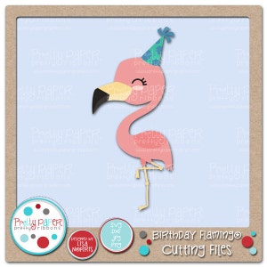 Birthday Flamingo Cutting Files & Clip Art - Instant Download