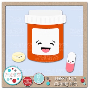 Happy Pills Cutting Files and Clip Art  - Instant Download