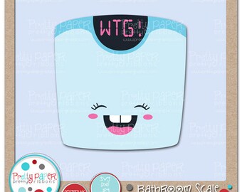 Bathroom Scale Cutting Files & Clip Art - Instant Download
