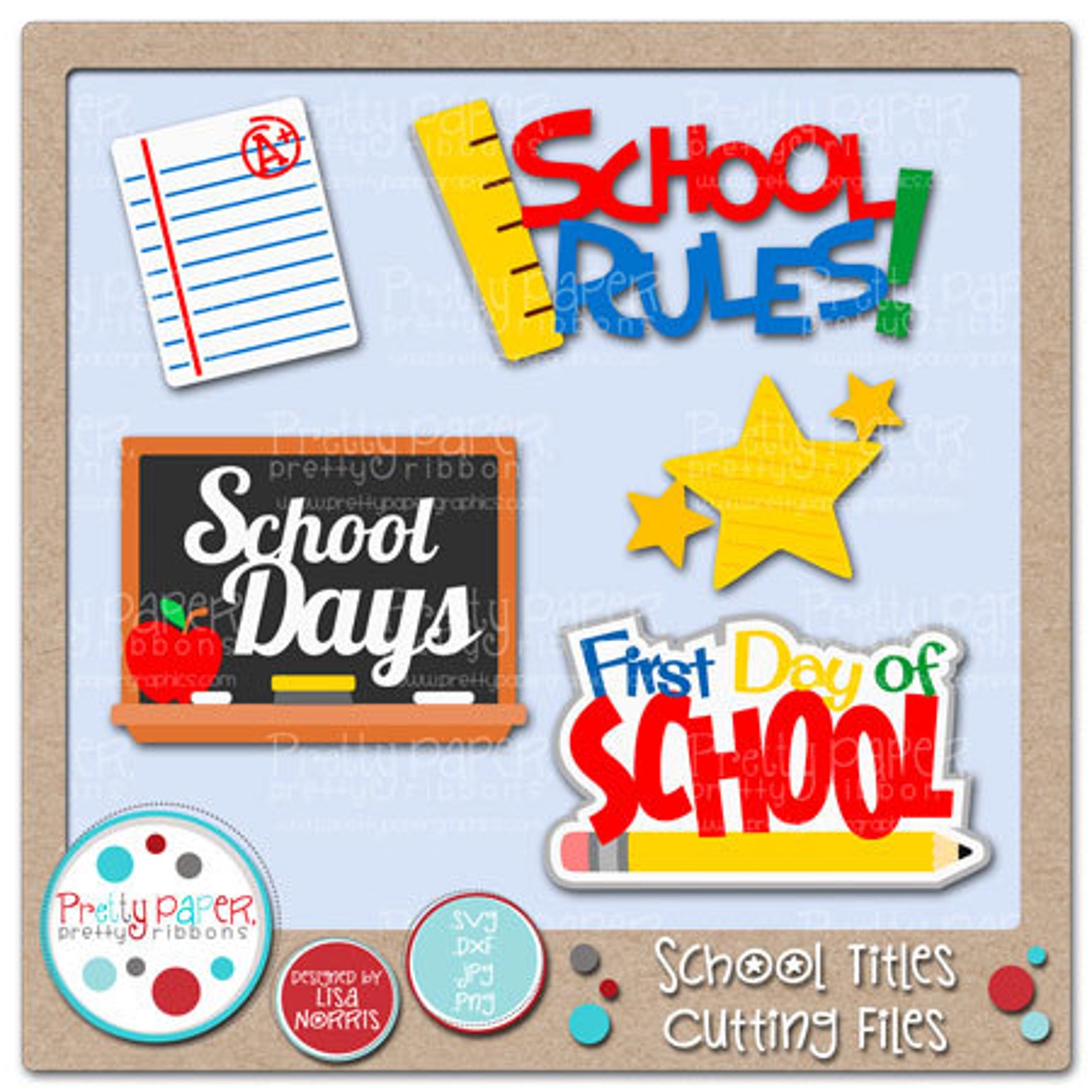 School Titles Cutting Files Clip Art Instant Download Etsy