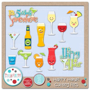 Happy Hour snij-bestanden & illustraties - Instant Download