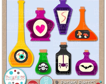 Puede incluir: Conjunto de ocho frascos de poción coloridos con varios diseños de temática de Halloween, que incluyen un corazón, una araña, un murciélago, una calavera y huesos cruzados, un ojo y hongos. Los frascos son de varias formas y tamaños, y son perfectos para agregar un toque espeluznante a tu decoración de Halloween.