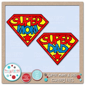 Arquivos de corte e clipart de Super Mom e Super Dad - Download instantâneo
