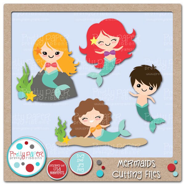 Mermaids Cutting Files & Clip Art - Instant Download