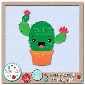 Happy Cactus Cutting Files & Clip Art - Instant Download