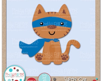 Super Cat Archivos de Corte y Clip Art - Descarga Instantánea