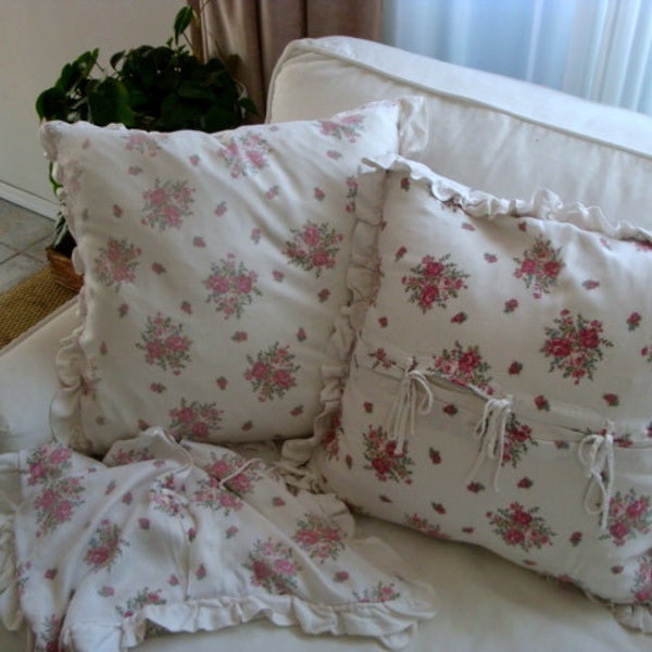 Vintage Shabby Chic style pillow satin floral pillow cases only  Treasury item ! Free shipping US only