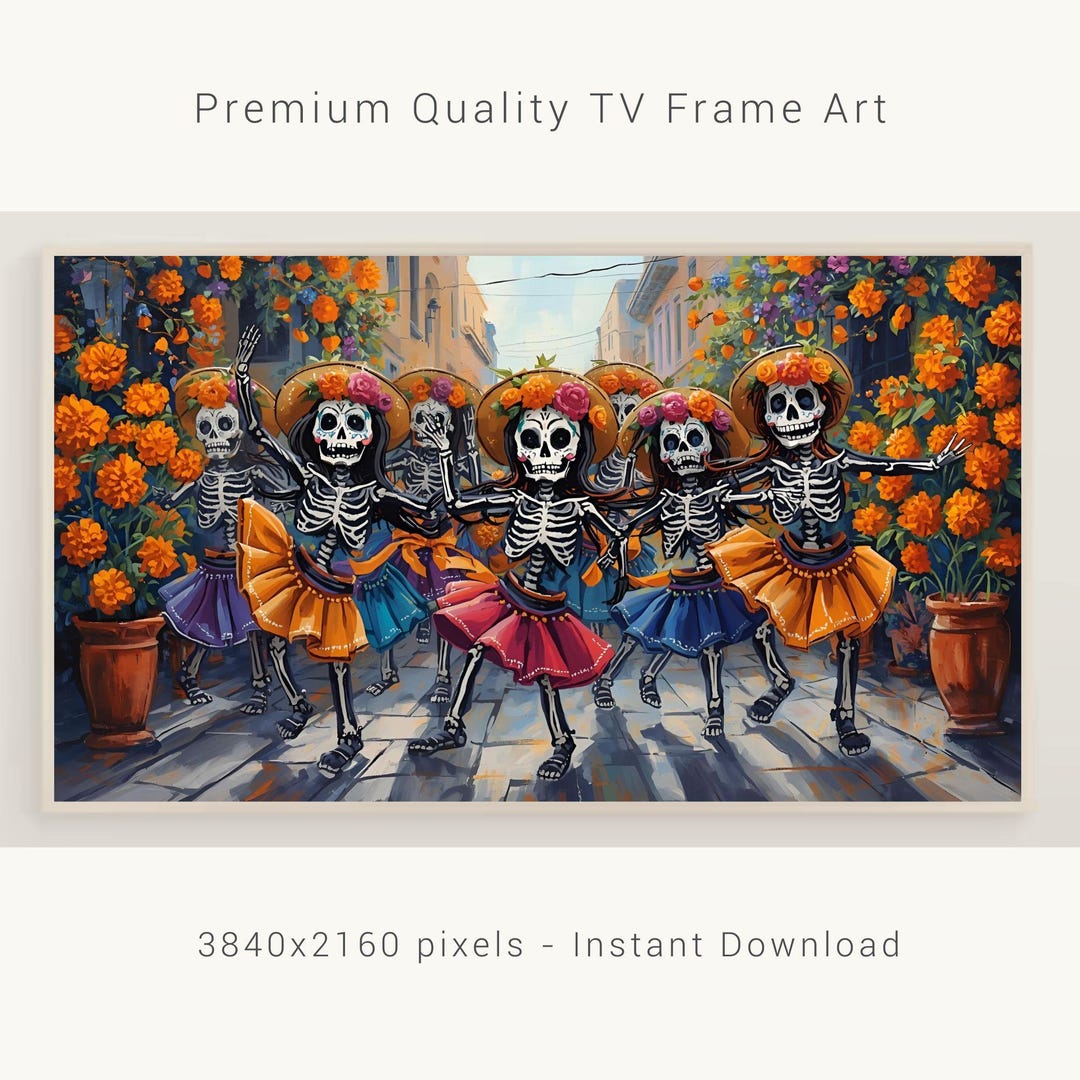 Day of the Dead Frame TV Art – Dancing Skeletons (digital Download) - Etsy