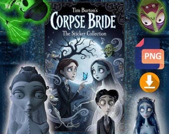 Corpse Bride Digital Sticker Pack, Tim Burton Fan Art (PNG Files)