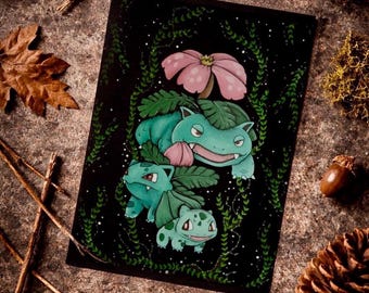Bulbasaur, Ivysaur, Venusaur Fan Art - Art Print