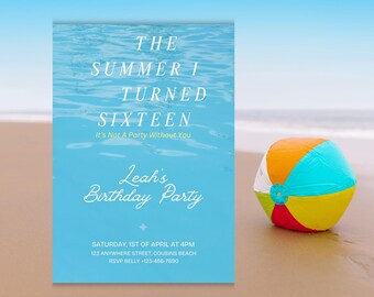 The Summer I Turned Pretty Birthday Invitation | Beach Party (Digital Download)