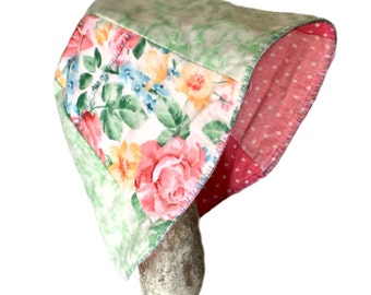 Patchwork Bucket Hat, Womens Spring Tulip Hat in Pink and Green Floral Prints, Perfect for Beach Picnic or Gardening