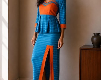 Handmade African Nigerian embroidered blouse custom made Hand sewn Ankara one of a kind