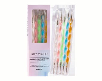 RUBY VIBE CO - Nail Art Dotting Pen Set – Dual-Ended Tools for Creative Nail Designs