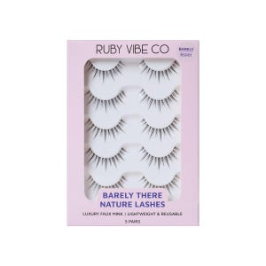 Barely-There Natural Lashes – Soft Light Definition, Clear Band (5 Pairs) | Ruby Vibe Co