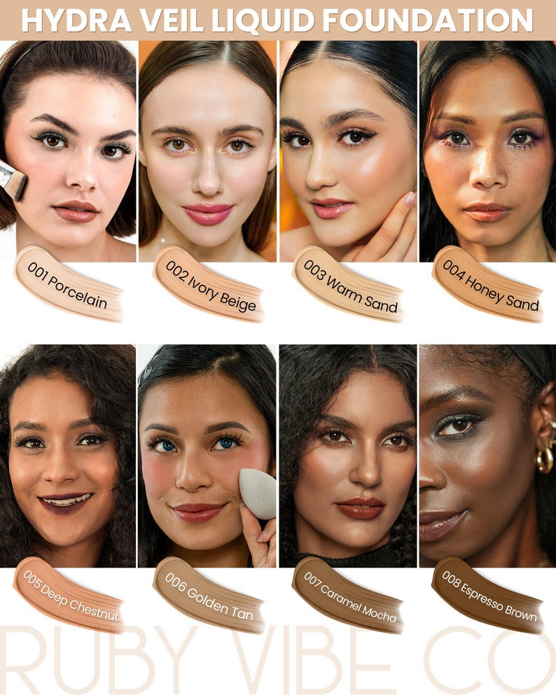 Ruby Vibe Co Hydra Veil Liquid Foundation – Natural Radiant Finish, Buildable Coverage Bild 2