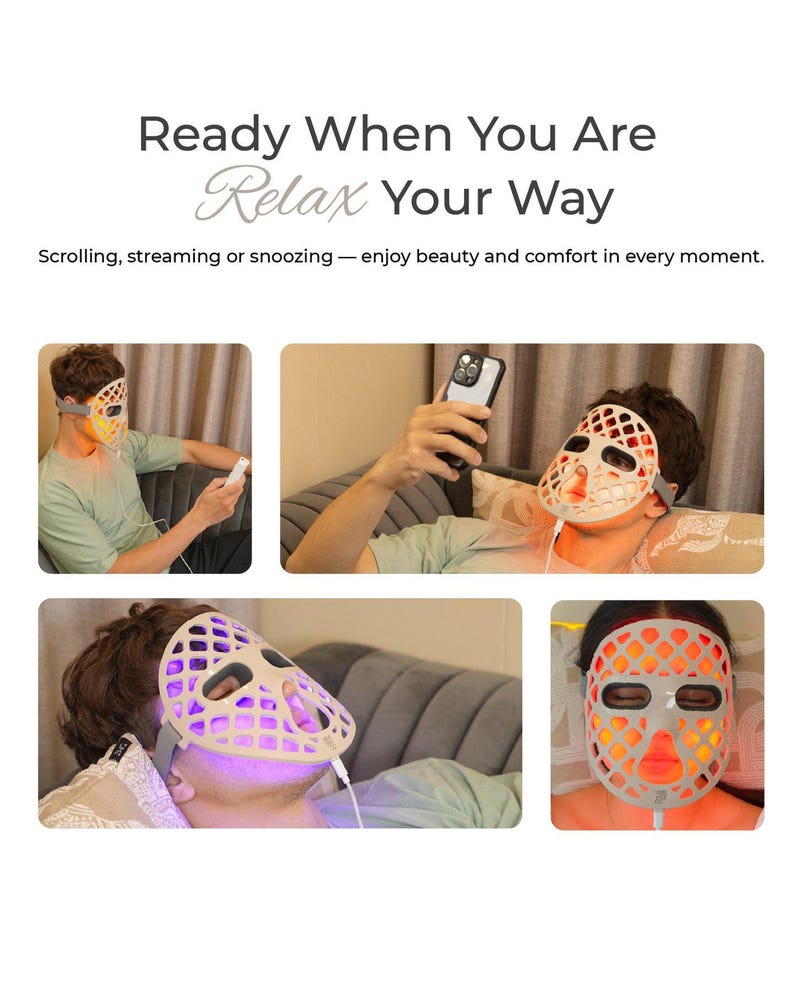 Ruby Vibe Co - LED Therapy Facial Mask for At-Home Skincare, Portable & Rechargeable, Light Technology for Skin Appearance Enhancement image 3