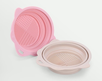 Silicone Makeup Brush Cleaner Bowl, Foldable Travel Cleaning Tool, Hangable Hygienic Design