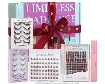Anime Doll Eye Lash Collection, Strip Cluster Lashes with Adhesive Eyeliner Kit