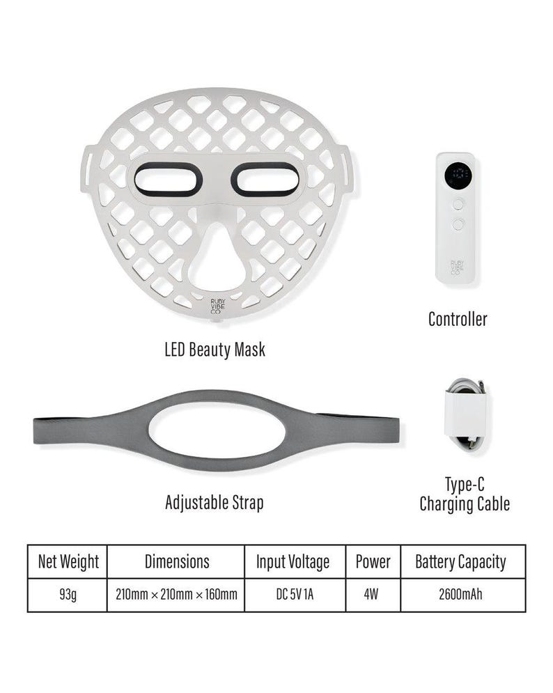 Ruby Vibe Co - LED Therapy Facial Mask for At-Home Skincare, Portable & Rechargeable, Light Technology for Skin Appearance Enhancement image 8