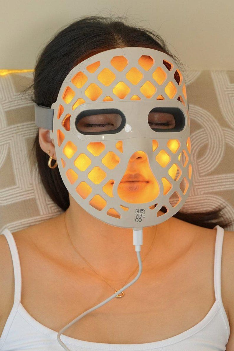 Ruby Vibe Co - LED Therapy Facial Mask for At-Home Skincare, Portable & Rechargeable, Light Technology for Skin Appearance Enhancement image 1