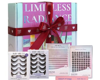 False Eyelash Gift Set: Wispy, Glam, Cluster Lashes with Adhesive Eyeliner Kit