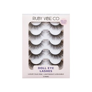 Wispy Faux Mink Lashes, Soft Doll Eye, 5 Pairs | Ruby Vibe Co