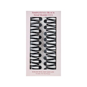 Black Snap Hair Barrettes for Secure, Everyday Styling (40-Pack) | Ruby Vibe Co