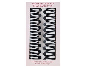 Black Snap Hair Barrettes for Secure, Everyday Styling (40-Pack) | Ruby Vibe Co