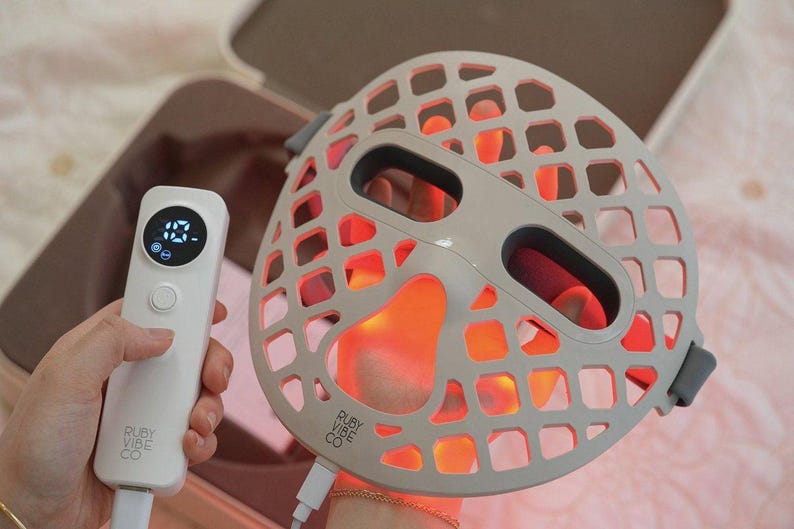 Ruby Vibe Co - LED Therapy Facial Mask for At-Home Skincare, Portable & Rechargeable, Light Technology for Skin Appearance Enhancement image 18